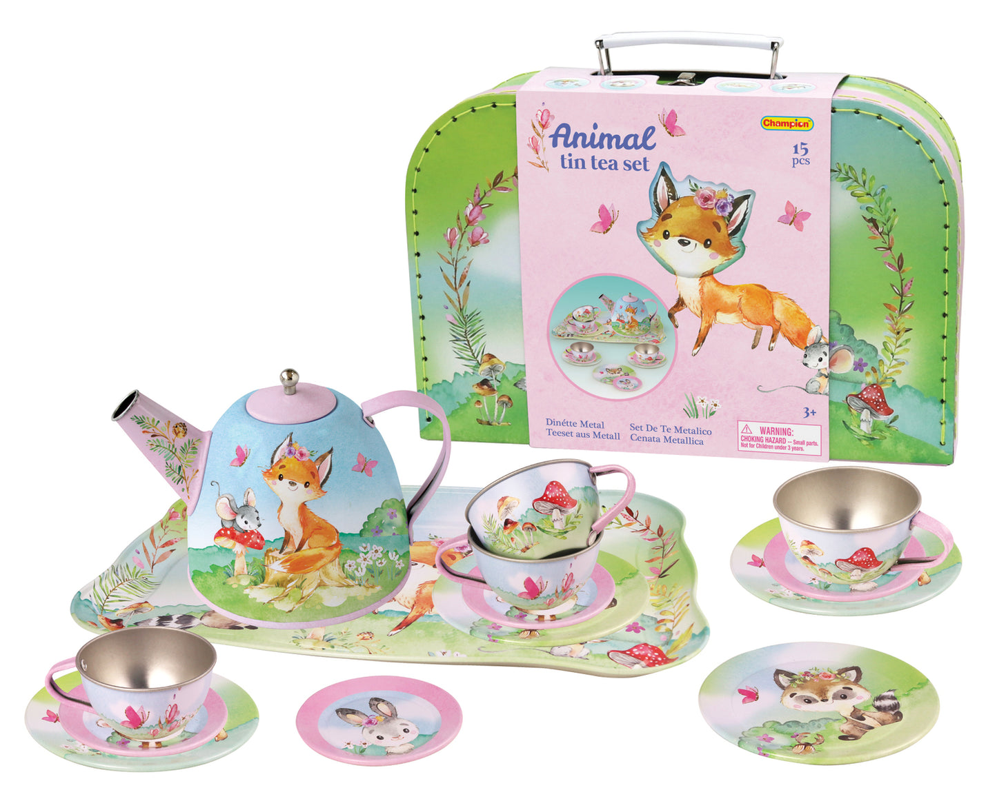 ANIMAL TIN TEA SET IN SUITCASE